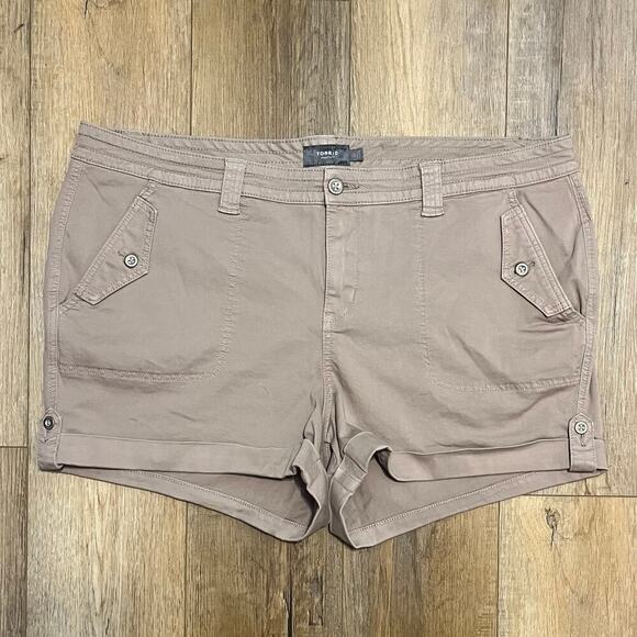Torrid Cuffed Cargo Shorts Size 24 Military Stretch Twill Khaki Zip Button Front - Picture 2 of 6